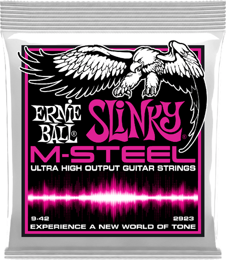 Ernie Ball M-Steel Slinky Electric Guitar Strings 2923 Super Slinky 9-42