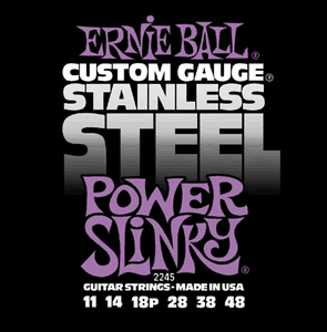 Ernie Ball Stainless Steel Electric Guitar Strings 2245 Power Slinky 11-48