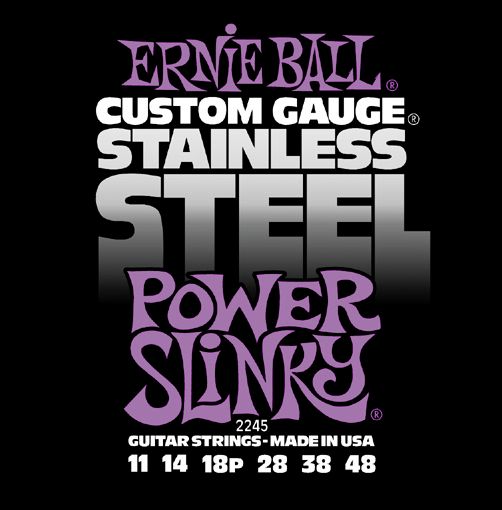Ernie Ball Stainless Steel Electric Guitar Strings 2245 Power Slinky 11-48