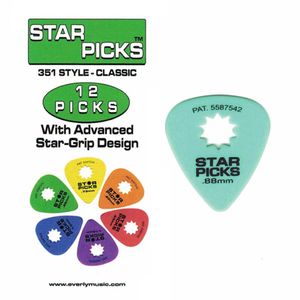 Everly Star Picks 12 Pack .88mm Med/Heavy Green