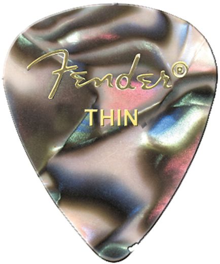 Fender Premium Colored Celluloid Guitar Picks 351 Abalone Thin 12 Pack