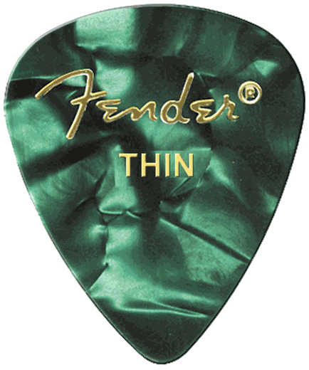 Fender Premium Colored Celluloid Guitar Picks 351 Green MOTO Thin 12 Pack