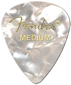 Fender Premium Colored Celluloid Guitar Picks 351 White MOTO Medium 12 Pack