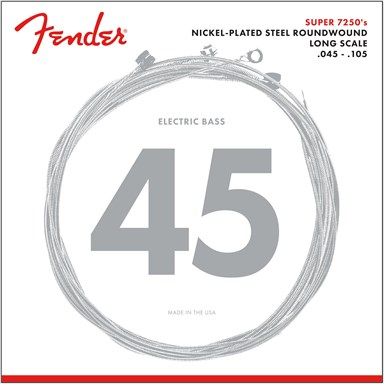 Fender Super Bass 7250's Nickelplated Steel Roundwound Bass Guitar Strings 7250M Medium 45-105