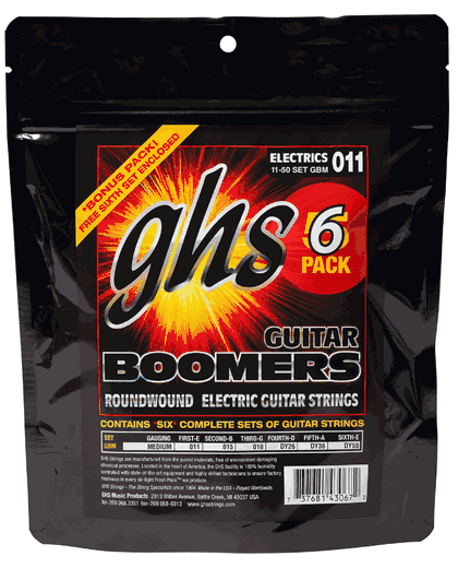 GHS Boomers Electric Guitar Strings - 6 Pack GBM-6P Medium 11-50