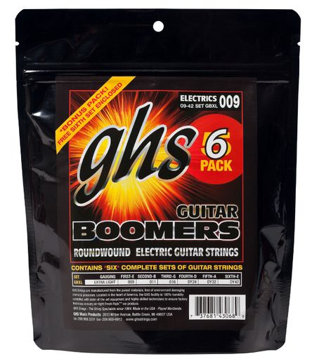 GHS Boomers Electric Guitar Strings - 6 Pack GBXL-6P Extra Light 9-42