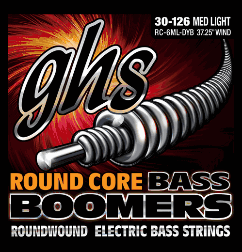 GHS Boomers Round Core Electric Bass Strings RC-6ML-DYB Med-Lite 6 Str 30-126