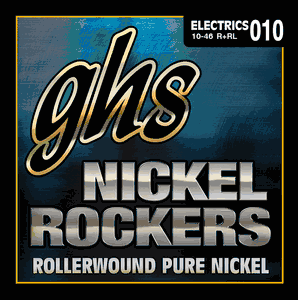 GHS Nickel Rockers Pure Nickel Rollerwounds Electric Guitar Strings R+RL Light 10-46