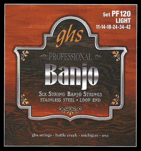 GHS PF120 Stainless Steel 6 String Banjo Strings 11-42