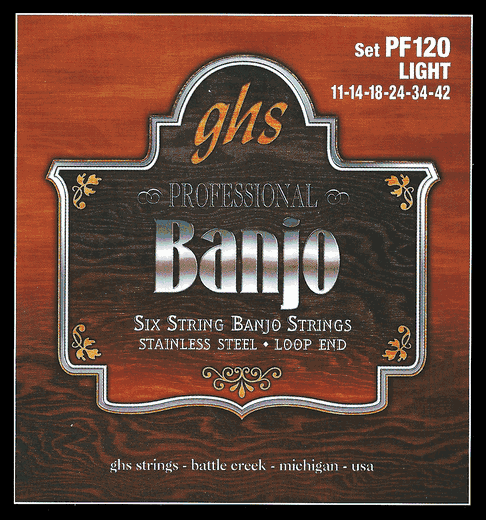 GHS PF120 Stainless Steel 6 String Banjo Strings 11-42