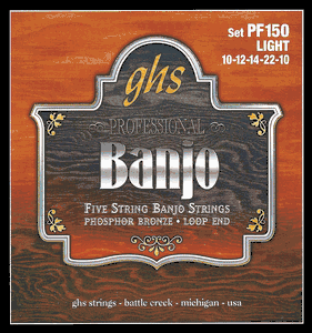 GHS Phosphor Bronze 5-String Banjo Strings PF150 Light 10-22