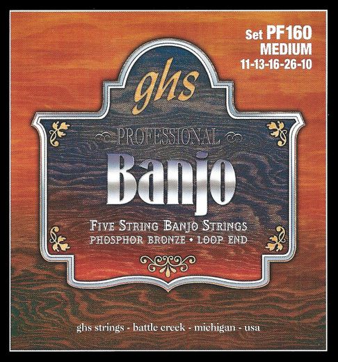 GHS Phosphor Bronze 5-String Banjo Strings PF160 Medium 11-26