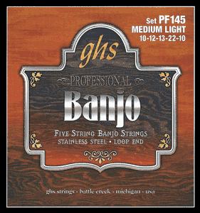 GHS Stainless Steel 5-String Banjo Strings PF145 Medium Light 10-22