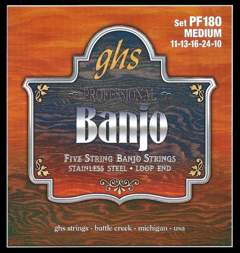 GHS Stainless Steel 5-String Banjo Strings PF180 Medium 11-24