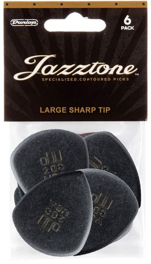 Jim Dunlop Jazztone Guitar Picks 477-208 Large Point Tip 6 Pack