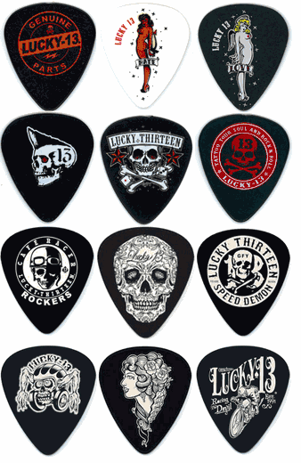 Jim Dunlop Lucky 13 Artist Series Guitar Picks, Refill Bag of 36 Cafe 13 .60