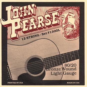 John Pearse 1300L 80/20 Bronze 12 String Acoustic Guitar Strings Light .010 - .047