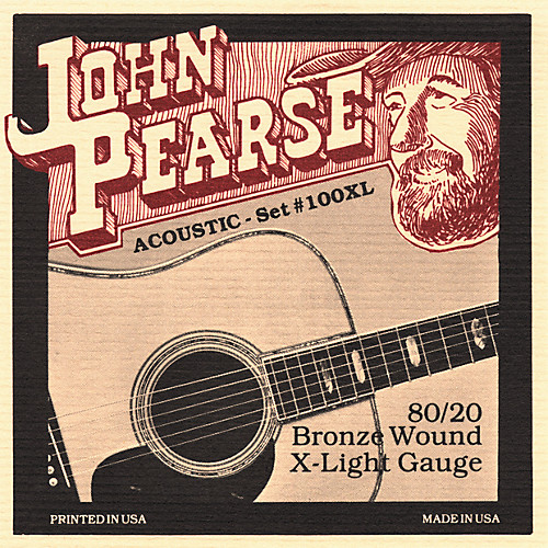 John Pearse 80/20 Bronze Acoustic Guitar Strings 100XL Extra Light 10-47