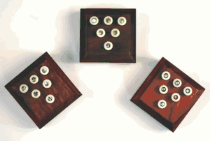 John Pearse Camel Bone Bridge Pins - Brass French Eye with Abalone Dot
