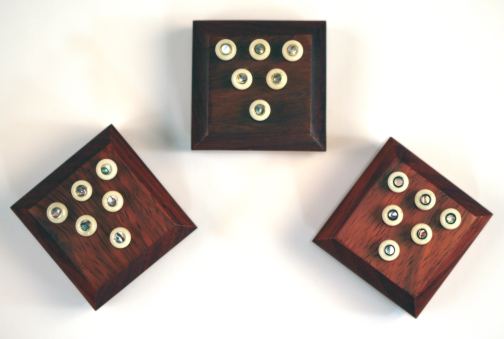 John Pearse Camel Bone Bridge Pins - Brass French Eye with Abalone Dot