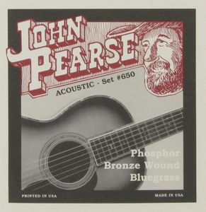 John Pearse Phosphor Bronze Acoustic Guitar Strings 650LM Bluegrass 12-56