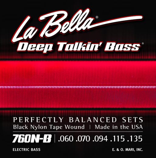 La Bella Black Nylon Tape Wound Bass Strings 760N-B 5-String Standard 60-135