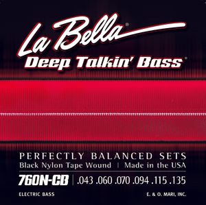 La Bella Black Nylon Tape Wound Bass Strings 760N-CB 6-String 43-135