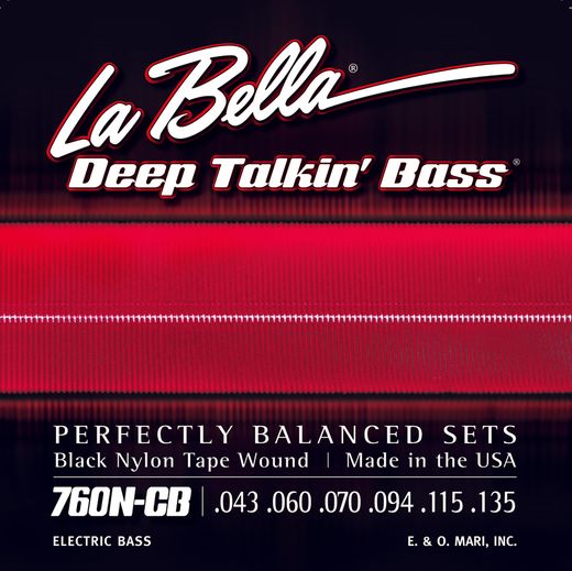 La Bella Black Nylon Tape Wound Bass Strings 760N-CB 6-String 43-135