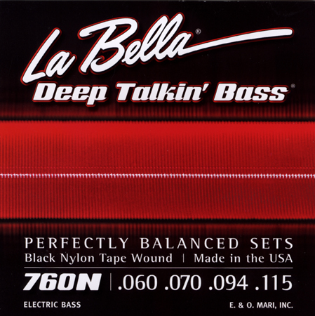 La Bella Black Nylon Tape Wound Bass Strings 760N Standard 60-115