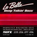 La Bella Deep Talkin' Stainless Steel Flat Wound Bass Strings 760FX 4-String Long Scale Ex-Light 39-96