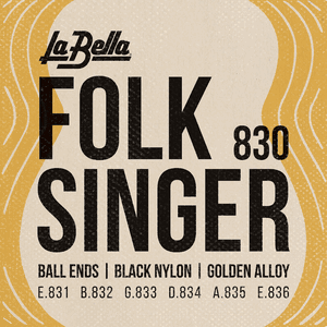 La Bella Elite Folksinger Classical Guitar Strings 830 Gold/Black
