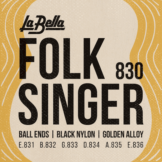 La Bella Elite Folksinger Classical Guitar Strings 830 Gold/Black