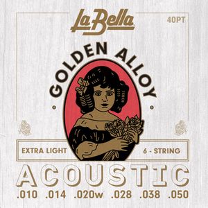 La Bella Golden Alloy Acoustic Guitar Strings 40PT Extra Light 10-50