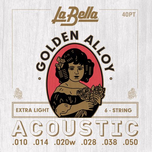 La Bella Golden Alloy Acoustic Guitar Strings 40PT Extra Light 10-50
