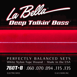 La Bella White Nylon Tape Wound Bass Strings 760T-B 5-String 60-135