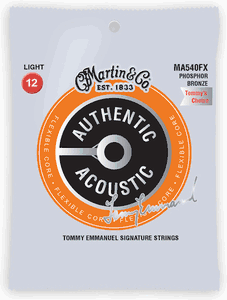 Martin Flexible Core Phosphor Bronze Authentic Acoustic Guitar Strings MA540FX Light Tommy Emmanuel 12-54