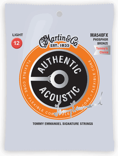 Martin Flexible Core Phosphor Bronze Authentic Acoustic Guitar Strings MA540FX Light Tommy Emmanuel 12-54