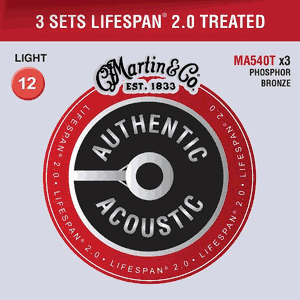 Martin Lifespan Treated Phosphor Bronze Authentic Acoustic Guitar Strings Value Pack 3 Sets for the Price of 2!