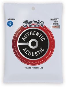 Martin MA150T Lifespan Treated 80/20 Bronze Authentic Acoustic Guitar Strings Medium 13-56