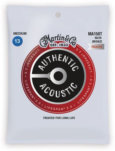Martin MA150T Lifespan Treated 80/20 Bronze Authentic Acoustic Guitar Strings Medium 13-56