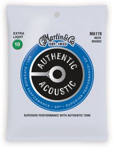 Martin MA170 SP 80/20 Bronze Authentic Acoustic Guitar Strings Extra Light 10-47