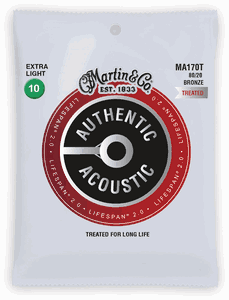 Martin MA170T Lifespan Treated 80/20 Bronze Authentic Acoustic Guitar Strings Extra Light 10-47