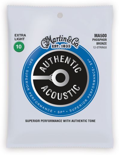 Martin MA500 SP Phosphor Bronze Authentic Acoustic Guitar Strings 12 String Extra Light 10-47