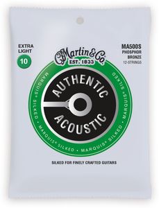 Martin MA500S Marquis Silked Phosphor Bronze Authentic Acoustic Guitar Strings 12 String Extra Light 10-47