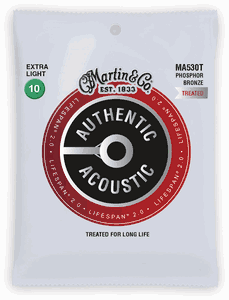 Martin MA530T Lifespan Treated Phosphor Bronze Authentic Acoustic Guitar Strings Extra Light 10-47