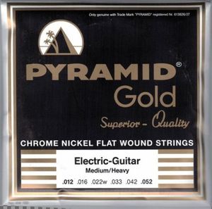 Pyramid Gold Chrome Pure Nickel Flat Wound Round Core Electric Guitar Strings R414 Medium Heavy 12-52