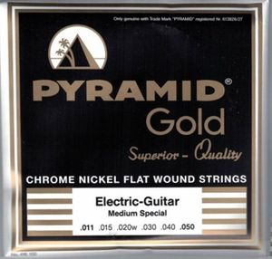 Pyramid Gold Chrome Pure Nickel Flat Wound Round Core Electric Guitar Strings R416 Medium Special 11-50