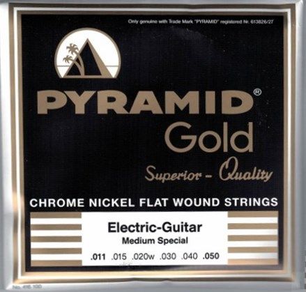 Pyramid Gold Chrome Pure Nickel Flat Wound Round Core Electric Guitar Strings R416 Medium Special 11-50