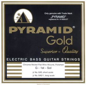 Pyramid Gold Polished Chrome Pure Nickel Flat Wound Bass Strings Long Scale 40-105