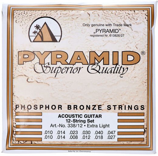 Pyramid Premium Phosphor Bronze 12 String Acoustic Guitar Strings H338-12 Extra Light 10-47
